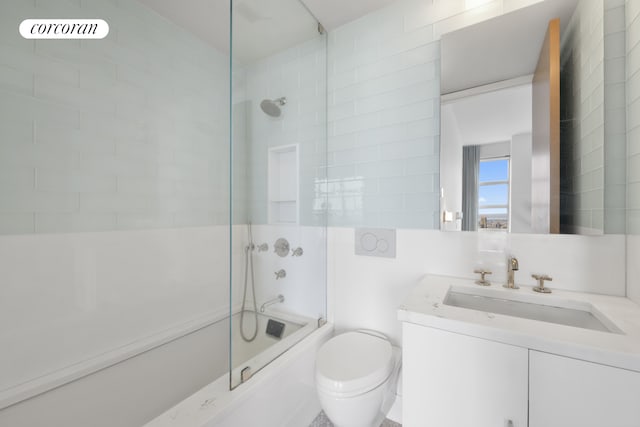 146 W 57th St Pha, Pha, New York City, NY 10019 - bathroom featuring combined bath / shower with glass door and vanity