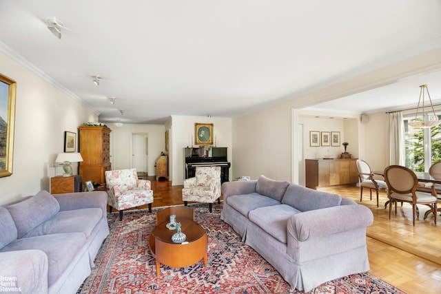 1050 5th Ave Unit 4D, New York City, NY 10028 - living room featuring crown molding