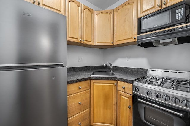 30-83 Crescent St Unit 3A, New York City, NY 11102 - kitchen with appliances with stainless steel finishes and dark countertops