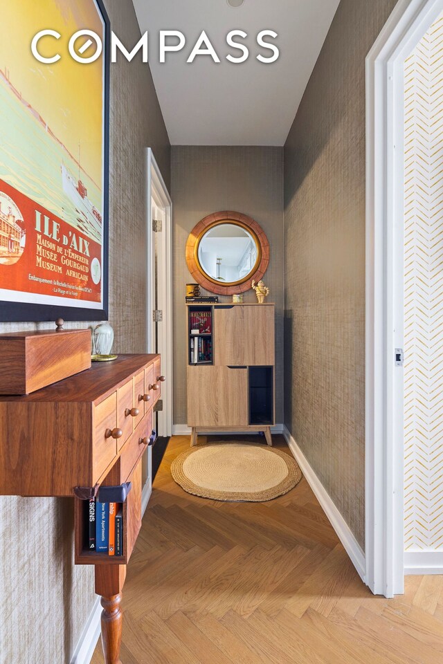 184 Kent Ave Unit B503, New York City, NY 11249 - corridor with wallpapered walls
