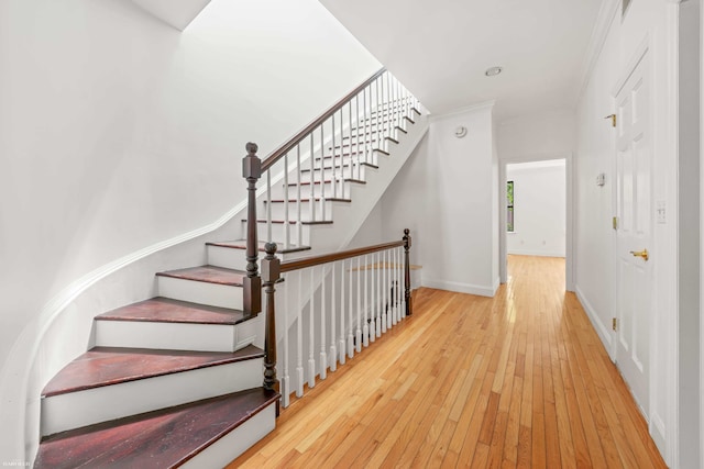 248 E 33rd Street Townhouse, New York City, NY 10016 - stairway featuring hardwood / wood-style flooring and baseboards