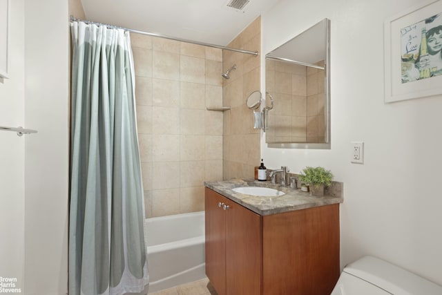 446 Kent Ave Unit 11B, New York City, NY 11211 - full bathroom featuring shower / bathtub combination with curtain and vanity