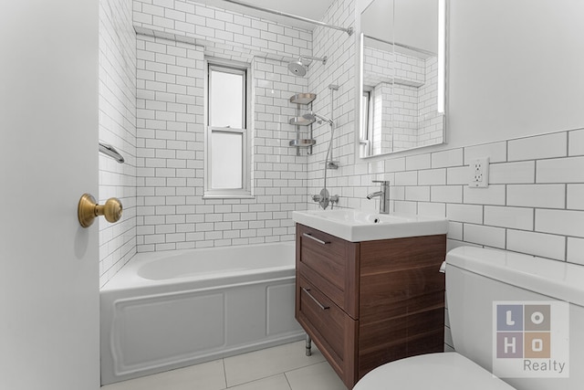 457 Fdr Dr Unit A604, New York City, NY 10002 - bathroom featuring vanity, tile patterned floors,  shower combination, and tile walls