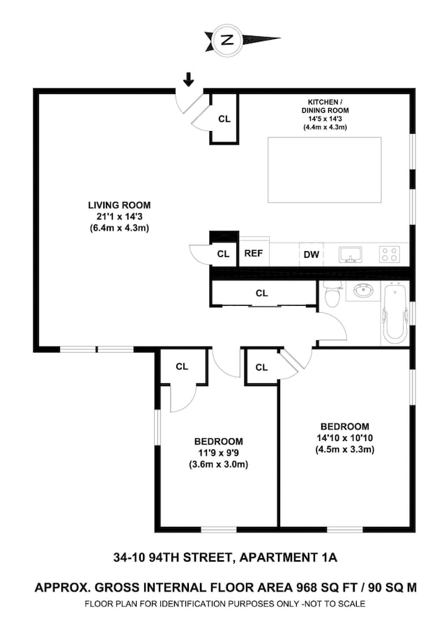 34-10 94th St Unit 1A, New York City, NY 11372 - view of floor plan / room layout