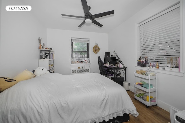 34-10 94th St Unit 1A, New York City, NY 11372 - bedroom featuring wood finished floors and a ceiling fan