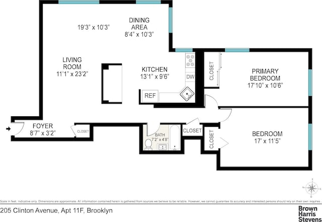 205 Clinton Ave Unit 11F, New York City, NY 11205 - view of room layout