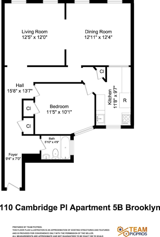 110 Cambridge Pl Unit 5-B, New York City, NY 11238 - view of floor plan / room layout