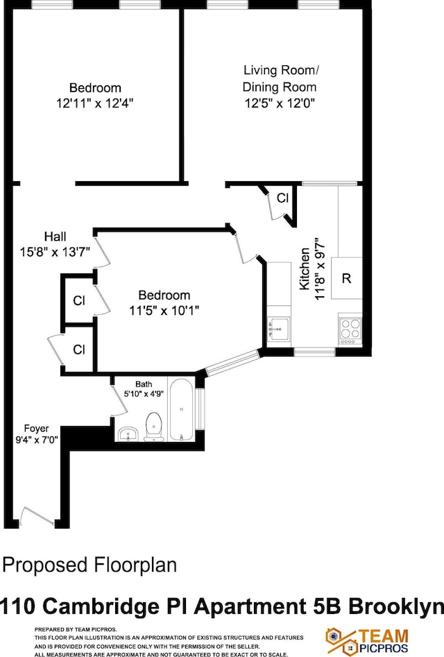 110 Cambridge Pl Unit 5-B, New York City, NY 11238 - view of property floor plan