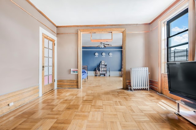 110 Cambridge Pl Unit 5-B, New York City, NY 11238 - unfurnished dining area with radiator heating unit and crown molding