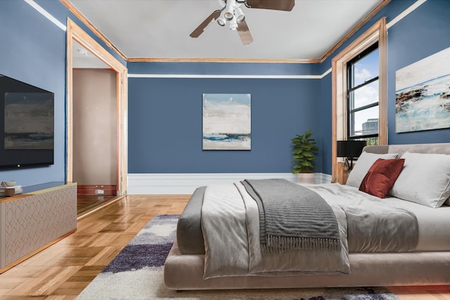 110 Cambridge Pl Unit 5-B, New York City, NY 11238 - bedroom featuring ornamental molding and ceiling fan