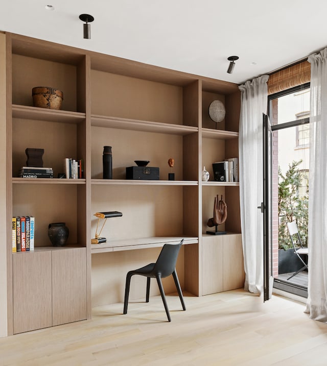 415 Washington St Unit 5A, New York City, NY 10013 - office featuring built in features, wood finished floors, and built in study area