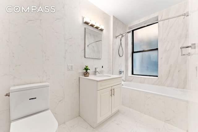 305 W 150th St Unit 511, New York City, NY 10039 - full bath with vanity, a combined bath / shower with marble appearance, and marble finish floors