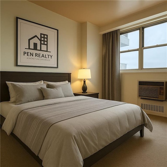 2475 W 16th St Unit 18-G, New York City, NY 11214 - bedroom featuring carpet flooring, radiator heating unit, and a wall mounted AC