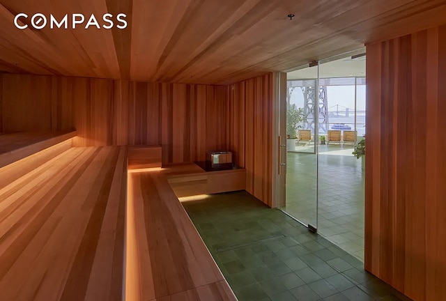8 S 4th St Unit 15D, New York City, NY 11249 - relaxing sauna / steam room featuring wood walls and wood ceiling