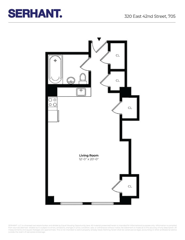 320 E 42nd St Unit 705, New York City, NY 10017 - view of room layout