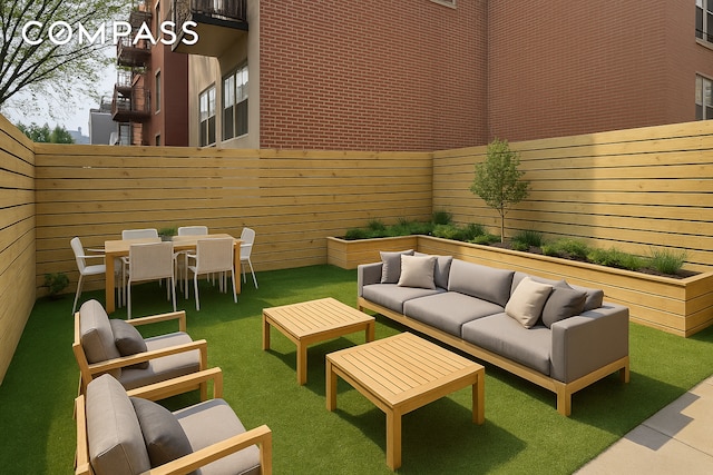 90 Herbert St Unit Th1, New York City, NY 11222 - fenced backyard with an outdoor living space and outdoor dining space
