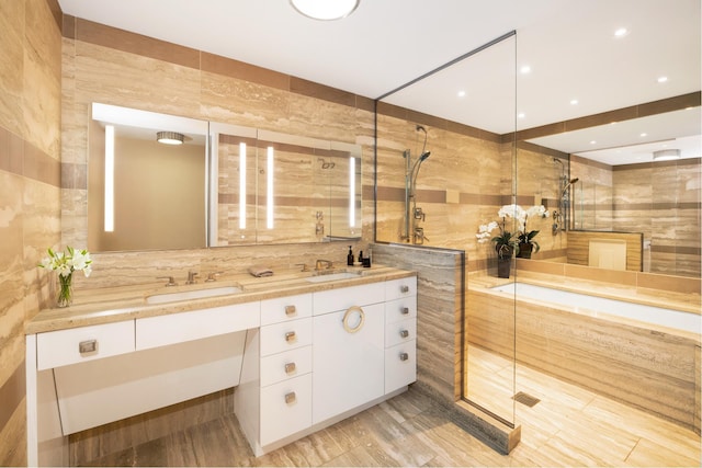 12 Beekman Pl Unit 11B, New York City, NY 10022 - full bath featuring tile walls, double vanity, and a tile shower