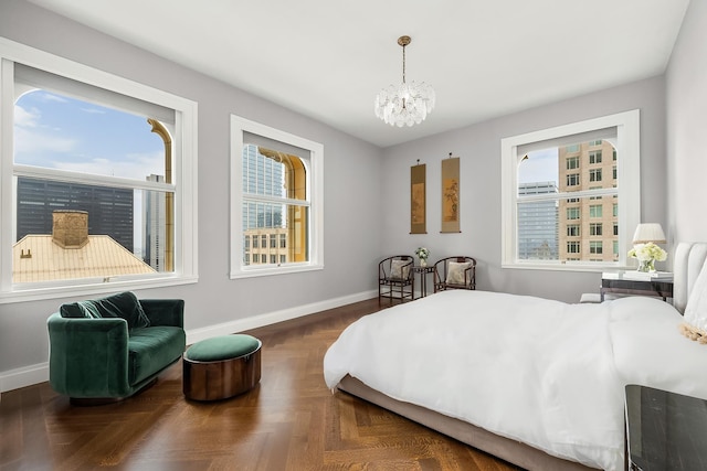 2 Park Pl Unit 41B, New York City, NY 10007 - bedroom featuring multiple windows and a chandelier