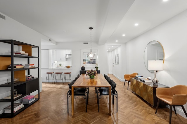 255 W 98th St Unit 5A, New York City, NY 10025 - dining space with recessed lighting and beam ceiling
