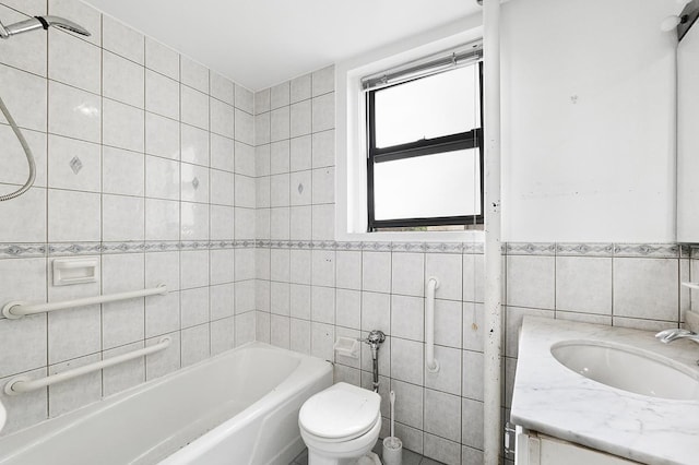 41 W 82nd St Unit 6-A, New York City, NY 10024 - bathroom with tile walls, vanity, and bathing tub / shower combination