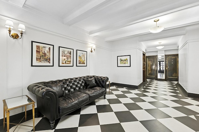 41 W 82nd St Unit 6-A, New York City, NY 10024 - building lobby featuring beamed ceiling and ornamental molding