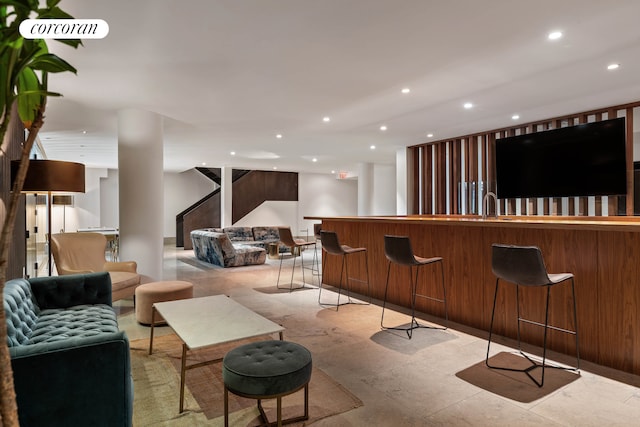 429 Kent Ave Unit D725, New York City, NY 11249 - community bar area featuring recessed lighting and stairway