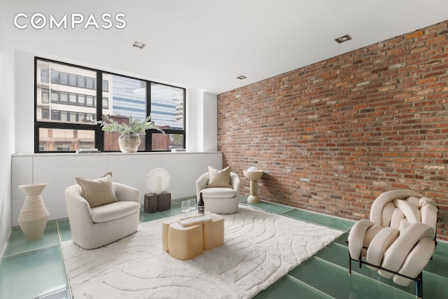 74 Warren St Unit 5W, New York City, NY 10007 - sitting room featuring brick wall