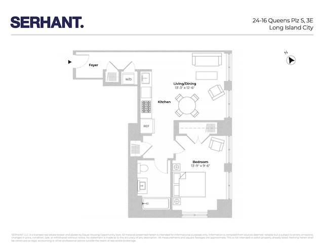 24-16 Queens Plz S Unit 3G, New York City, NY 11101 - view of floor plan / room layout