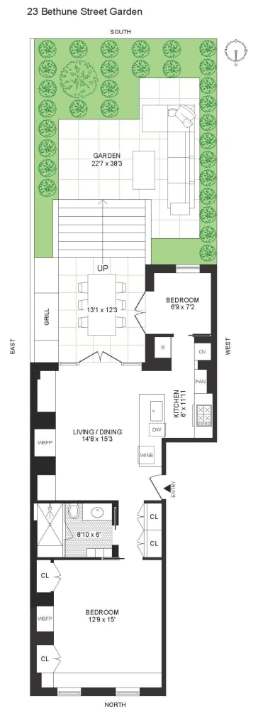 23 Bethune St Garden, Unit Garden, New York City, NY 10014 - view of home floor plan