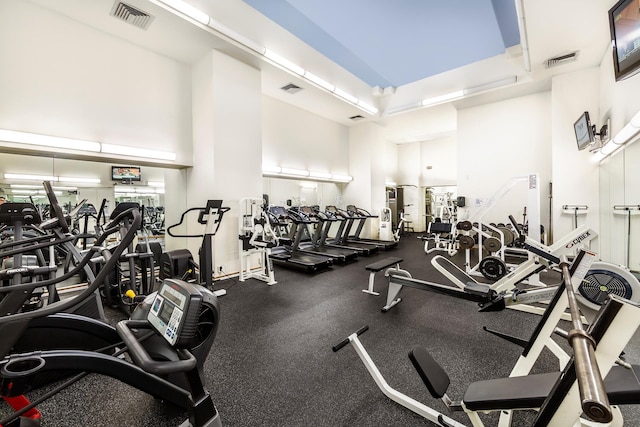 301 W 57th St Unit 16C, New York City, NY 10019 - workout area with a towering ceiling