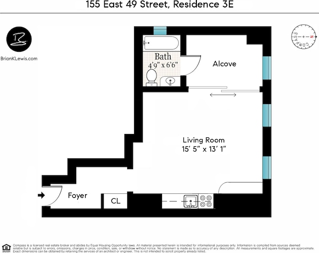 155 E 49th St Unit 3E, New York City, NY 10017 - view of room layout