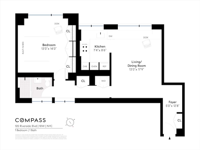 120 Riverside Blvd Unit 10W, New York City, NY 10069 - view of floor plan / room layout