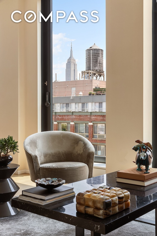 505 W 19th St Unit 7B, New York City, NY 10011 - living area with a view of city