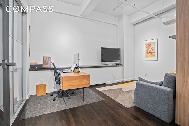 335 W 38th St Unit 6, New York City, NY 10018 - home office featuring wood finished floors and a wall mounted AC