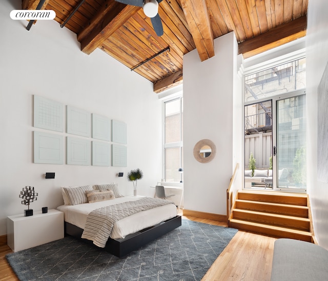 205 E 22nd St Unit 1Ab, New York City, NY 10010 - bedroom with a wood ceiling with exposed beams and wood finished floors