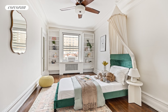 215 W 91st St Unit 76, New York City, NY 10025 - bedroom featuring wood finished floors, ornamental molding, and a ceiling fan