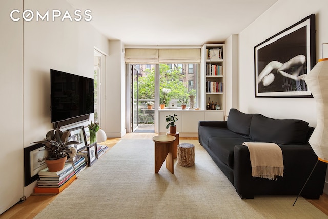 425 E 13th St Unit 3F, New York City, NY 10009 - living area with wood finished floors and built in features