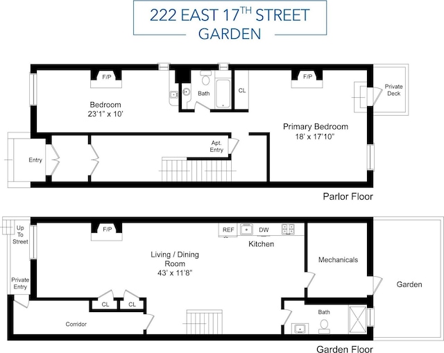 222 E 17th St Garden, Unit Garden, New York City, NY 10003 - view of home floor plan
