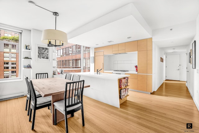 2 River Ter Unit 9-A, New York City, NY 10282 - dining area with light wood-type flooring and a baseboard radiator