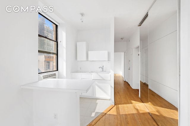 214 Mulberry St Unit 6B, New York City, NY 10012 - hallway with a sink and light wood-style floors