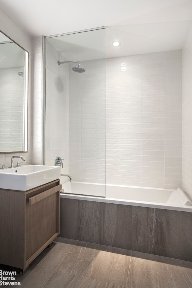 251 1st St Unit Ph8D, New York City, NY 11215 - bathroom with tiled shower / bath and vanity
