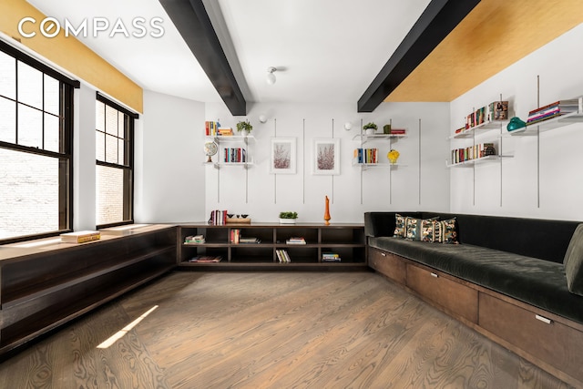 170 2nd Ave Unit 5A, New York City, NY 10003 - living room featuring beamed ceiling and wood finished floors