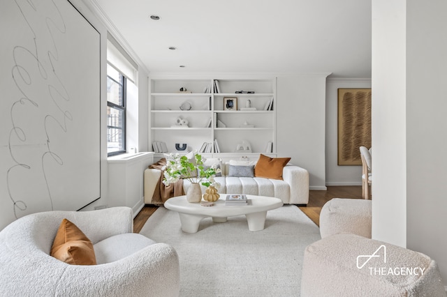 112 E 83rd St Unit 7A, New York City, NY 10028 - living area with wood finished floors and ornamental molding