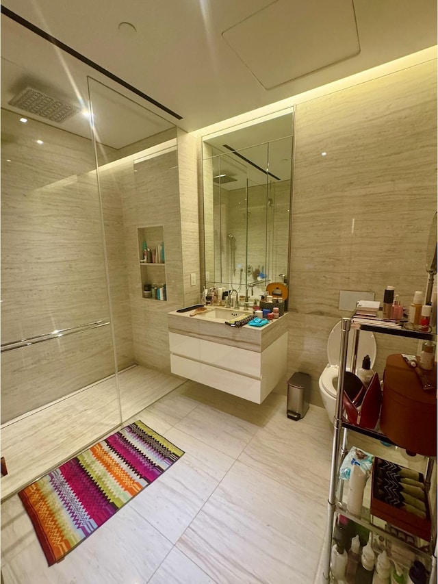 200 E 59th St Unit 8B, New York City, NY 10022 - full bath featuring a shower stall, vanity, and tile patterned floors