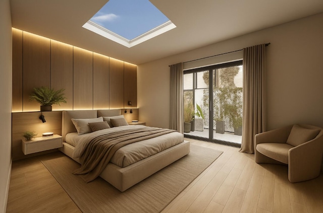 200 Mercer St Unit Ph4C, New York City, NY 10012 - bedroom featuring access to outside, light wood finished floors, and a skylight