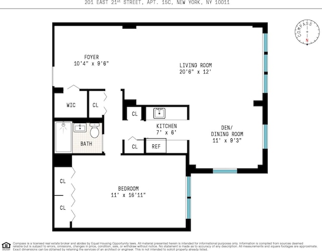 201 E 21st St Unit 15C, New York City, NY 10010 - view of home floor plan