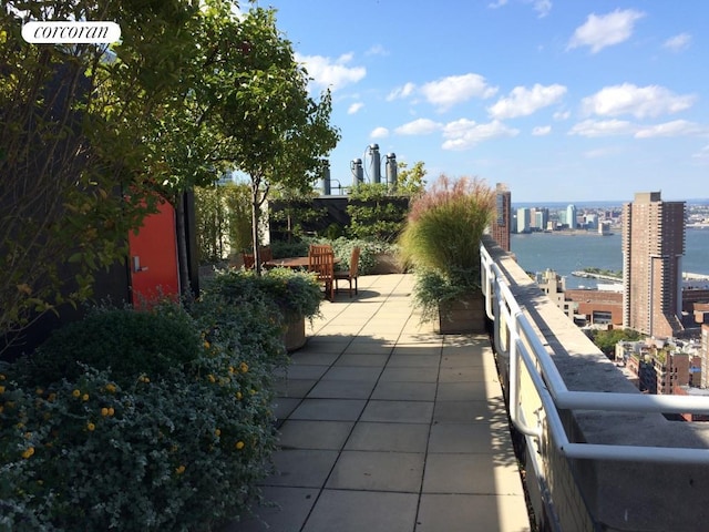 270 Broadway Unit 18C, New York City, NY 10007 - view of patio / terrace with a water view and a city view
