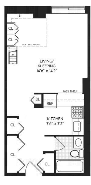 215 E 24th St Unit 412A, New York City, NY 10010 - view of floor plan / room layout
