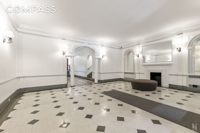 79-15 35th Ave Unit 3E, New York City, NY 11372 - building lobby with crown molding and stairs