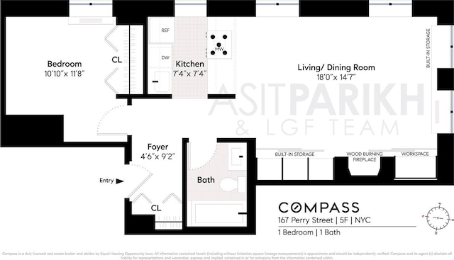 167 Perry St Unit 5F, New York City, NY 10014 - view of room layout